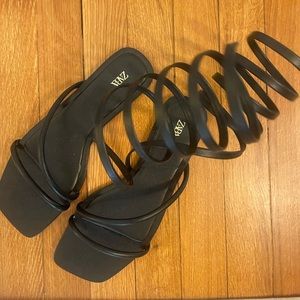 Zara spiral flat sandals black